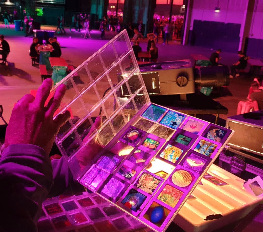 judocus, dia, projecties, slides, olieverf, glas, visuals, vj, diaprojectoren